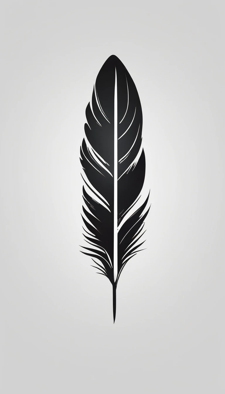 A minimal, modern, simple, cinematic logo design for the brand “Penamemoria". Create a modern, minimalistic, high-quality, logo of a feather that brings memories. The logo must be a symbol for dreams, stories, memories, music and imagination.