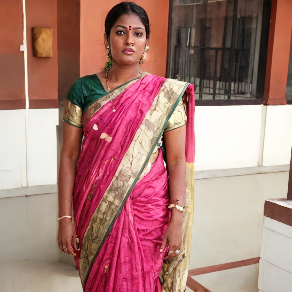 Kerala Sari: A long piece of cloth, typically around 5 to 9 yards in length, that is wrapped around the body completely and draped over the shoulder. Made from a variety of fabrics like silk, cotton, or chiffon and richly decorated.