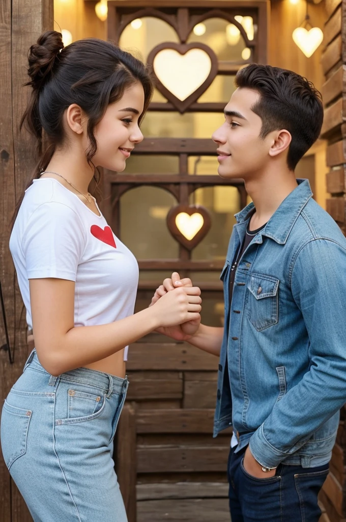 Heart to heart in love couple age 20 in good looking and love all