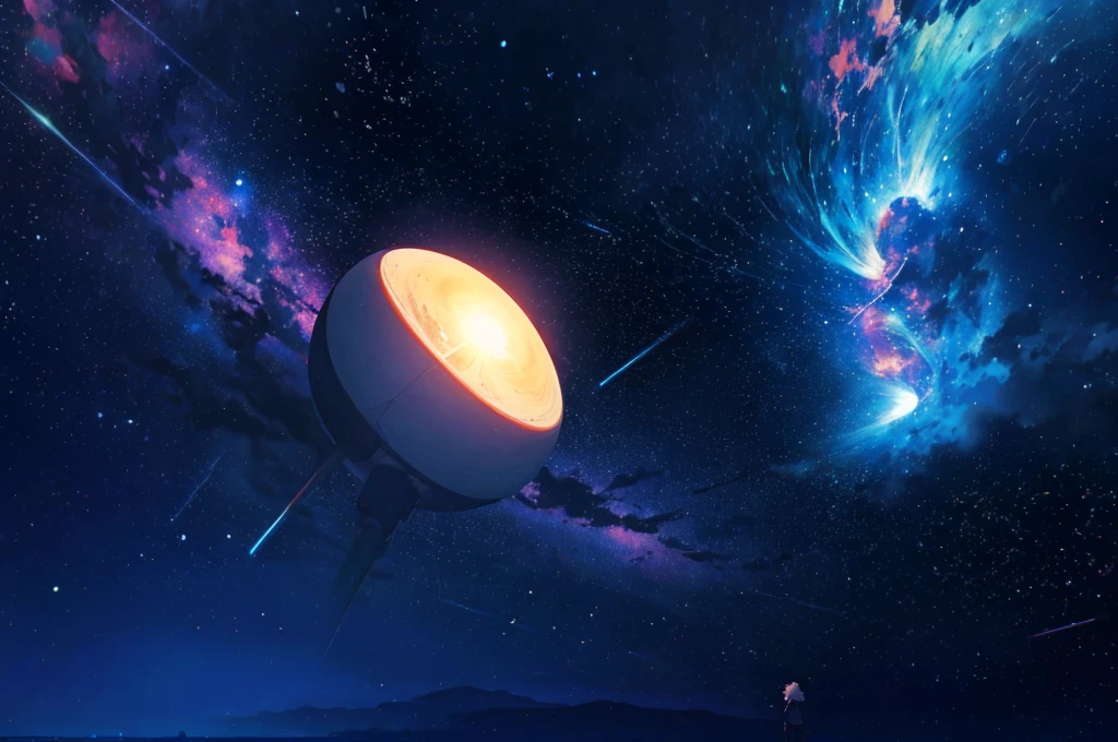 anime - style scene of a beautiful sky with a star and a planet, cosmic skies. by makoto shinkai, anime art wallpaper 4k, anime art wallpaper 4 k, anime art wallpaper 8 k, anime wallpaper 4k, anime wallpaper 4 k, 4k anime wallpaper, anime sky, amazing wallpaper, anime background, heaven planet in background, anime background art, no person