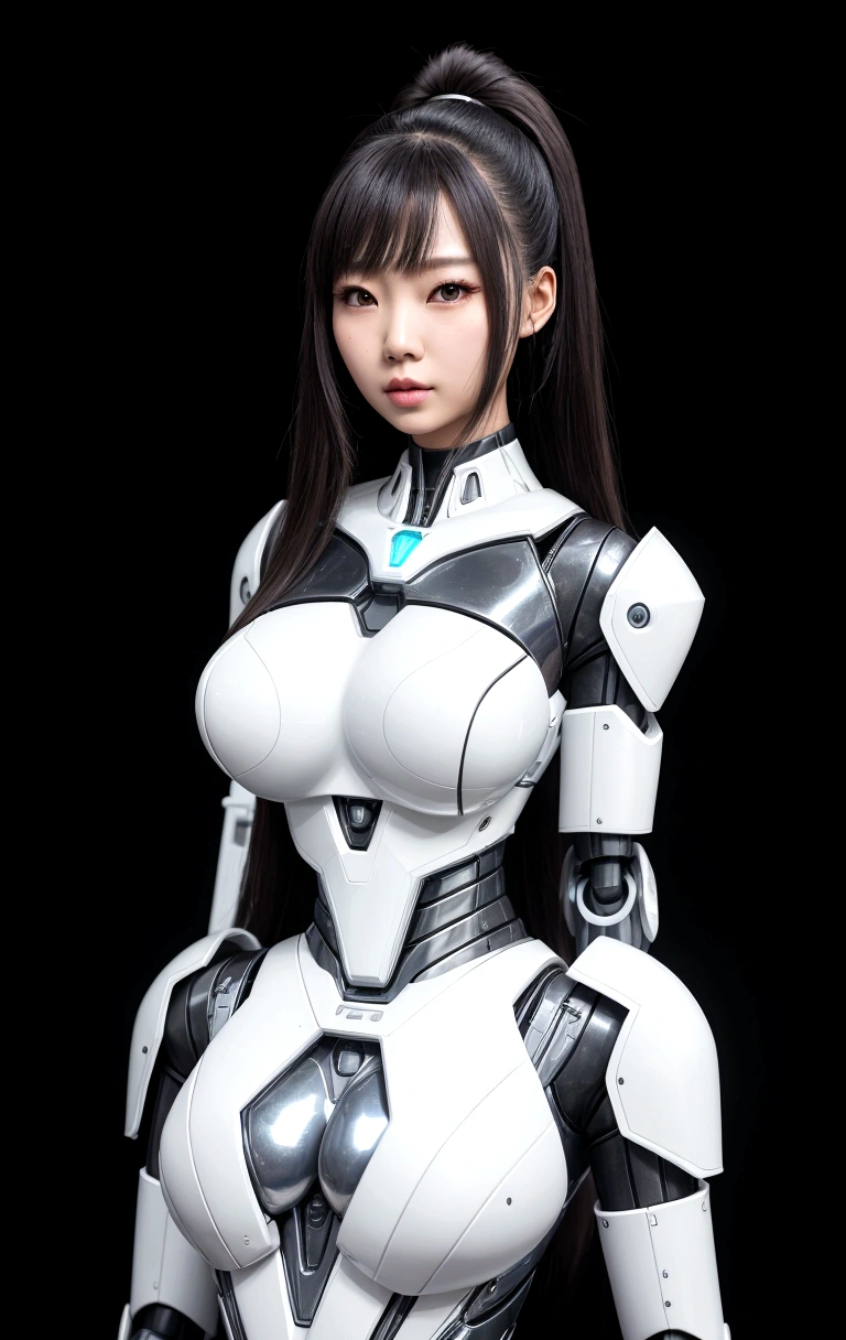 asian woman, standing, stop FRONT VIEW, tez blanca, korean, tits, futuristic clothing, modern outfit provided, NO DEFORMATIONS, beautiful, robot, cyborg, android, light, laser, League of Legends, splah art, sexy, the payment, chrome, Metal, FNAF, Animatronic, White y negro, shadows, contrast, linda, beauty, goddess, kpop, Twice, Blackpink, warframe, robots, EVERGLOW, Aespa, idol, star wars, steel, iron, Metal, the payment, Dark, lingerie, Dorado, gold, lights, trails, cables, wires, doll, doll, doll, haydee. neutral background, armor, haydee, hair without bangs, hair on the sides, long straight hair, hair without bangs, hair on the sides, White, White, lights y detalles celestes.