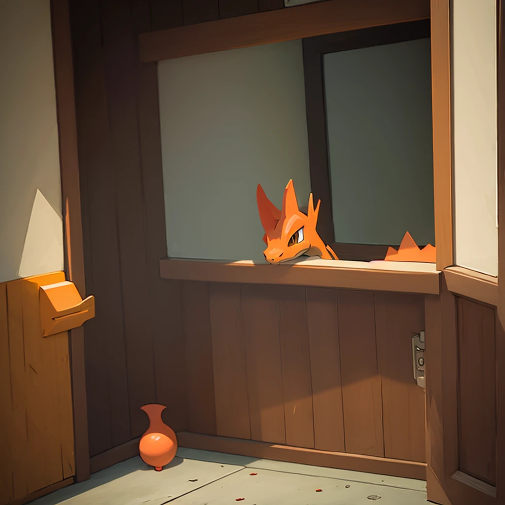 charizard peeking behind of corner