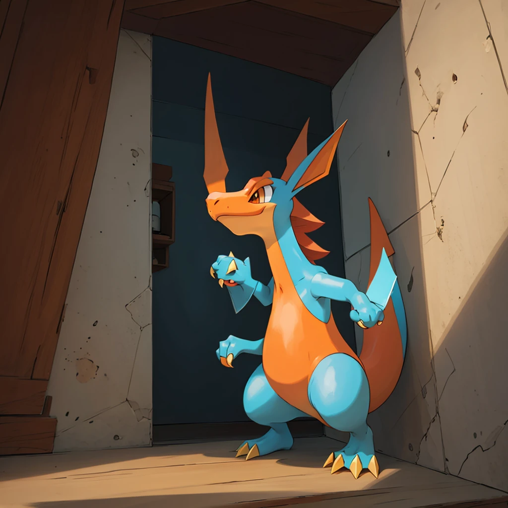 charizard peeking behind of corner