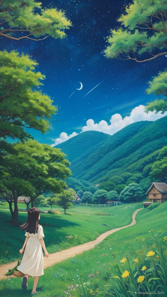 Ghibli style　countryside　Tanabata