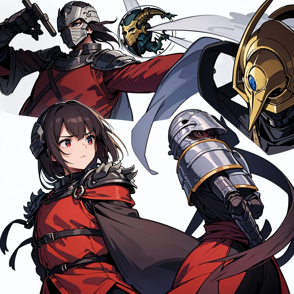 ((whole body、Detailed character design))、(From the back、Back view)、Highest quality, Best Quality,Best illustrations、(((Iron Mask、pocket、Iron Helmet)))、Medieval Armor、Medieval Knight、whole bodyが灰色の鎧、(((20-year-old male)))、Dramatic Angle、(battle)、battlefield、Movement angle、Grab the sword、(Fighting stance)、Run、(((White background)))、