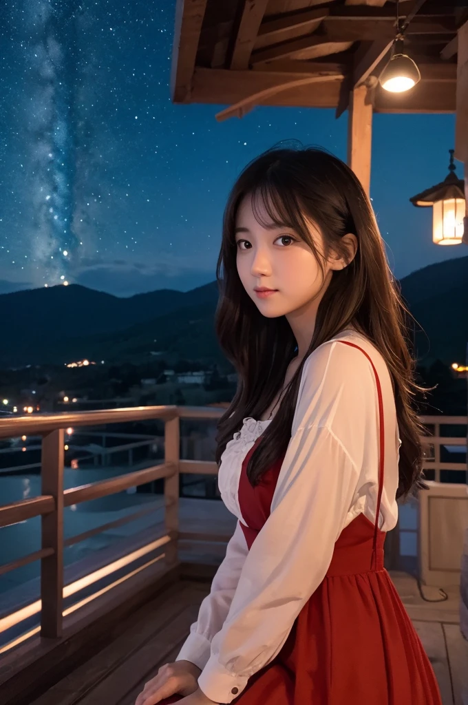 Night view and beautiful girl
