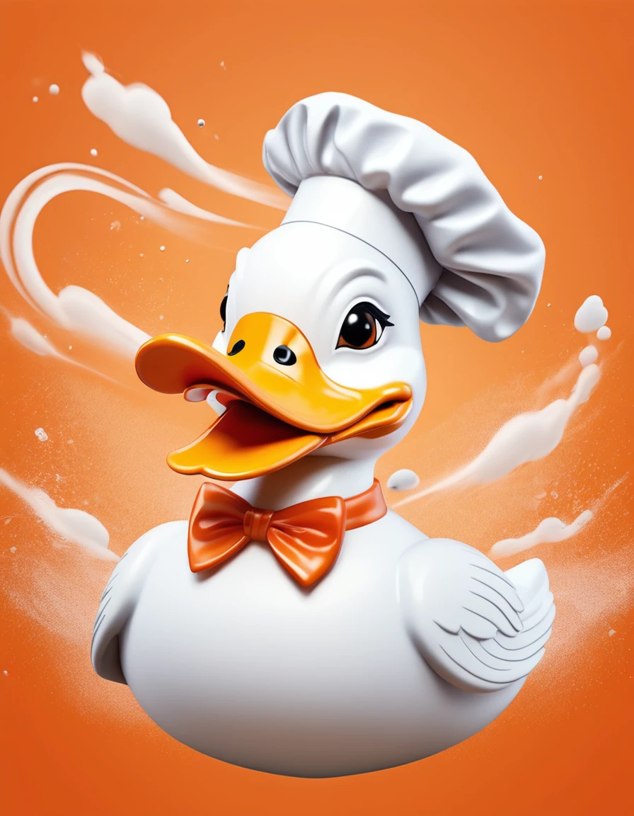 Duck厨师,Wearing a chef hat, (Duck:1.1), Simple Orange and DayGlo Background, thunderstorm, Soft Focus, Extremely detailed, Direct light, Kodak Acta, behance, conceptartworld, Unreal Engine, (Banksy style graffiti art:0.8), (Keith Haring:0.8), Okamura Team . Icon, Comic Art, graphic novel art, Energetic, Very detailed