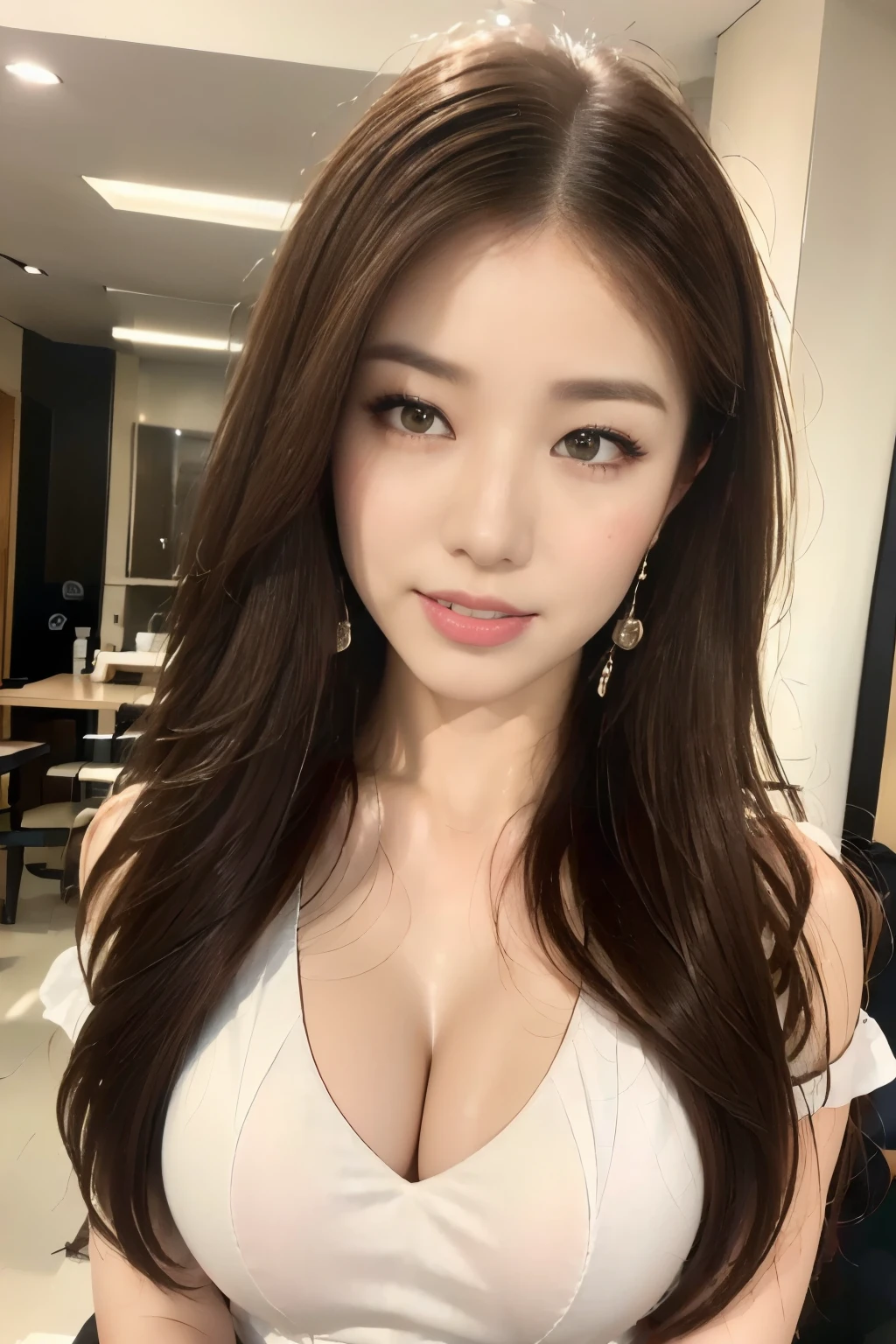 ((Highest quality, 8K, masterpiece :1.3)),garden,early morning,blush:1.2, (High heels),Affectionate smile:1.2,Red lipstick:1.2,Dark lipstick:1.2,Perfect Style, Big Breasts:1.3, Highly detailed face, double eyelid,White T-shirt,jeans,(masterpiece: 1.3), (Maximum resolution: 1.4), (Ultra-high resolution: 1.2. Cinematic Light, Ultra-high resolution, (Detailed eyes and skin), 8K resolution,(Brush your hair up),((Pure white skin:1.3)),Glossy Lips:1.2,(Straight Hairstyles、Light brown hair),height: 175cm,Full Body Shot