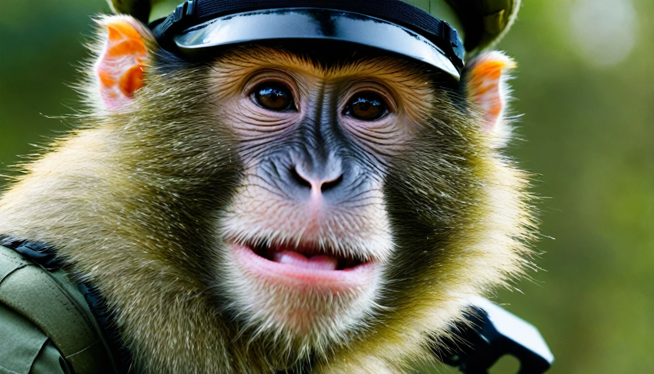 Military Monkey close up