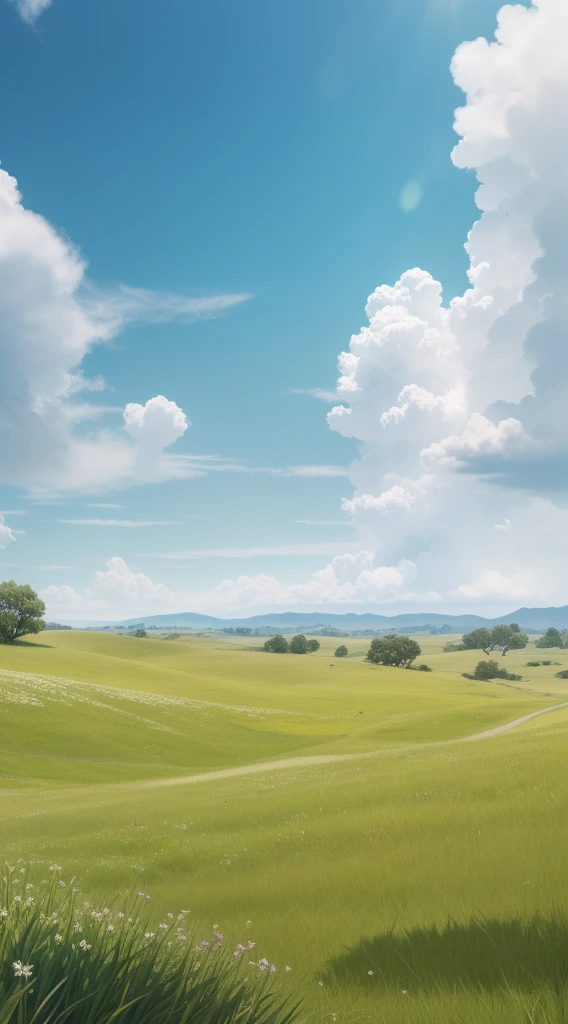 masterpiece, best quality, Local,Close shot,Light,grassland,grassland,Sunlight,Lighting,Light and Shadow,Sky,Clouds,(Extremely detailed CG unity 8k wallpaper), (best quality), (Best Illustration Award), (The best shadow), absurd, Realistic lighting, (abyss), Beautiful and delicate light, Leng Jun
