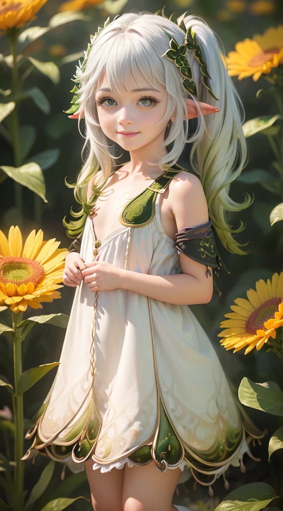 (8K, RAW photo, best quality:1.2, masterpiece:1.2), High detail RAW color photo, professional photograph, cowboyshot, (realistic, photo realistic:1.37),
1 girl, , cinematic light, flat chested, (finerly detailed face:1.2), (kind smile), (looking at viewer:1.2)
(flat chest:1.45) Flowerdress Flower field Lots of flowers