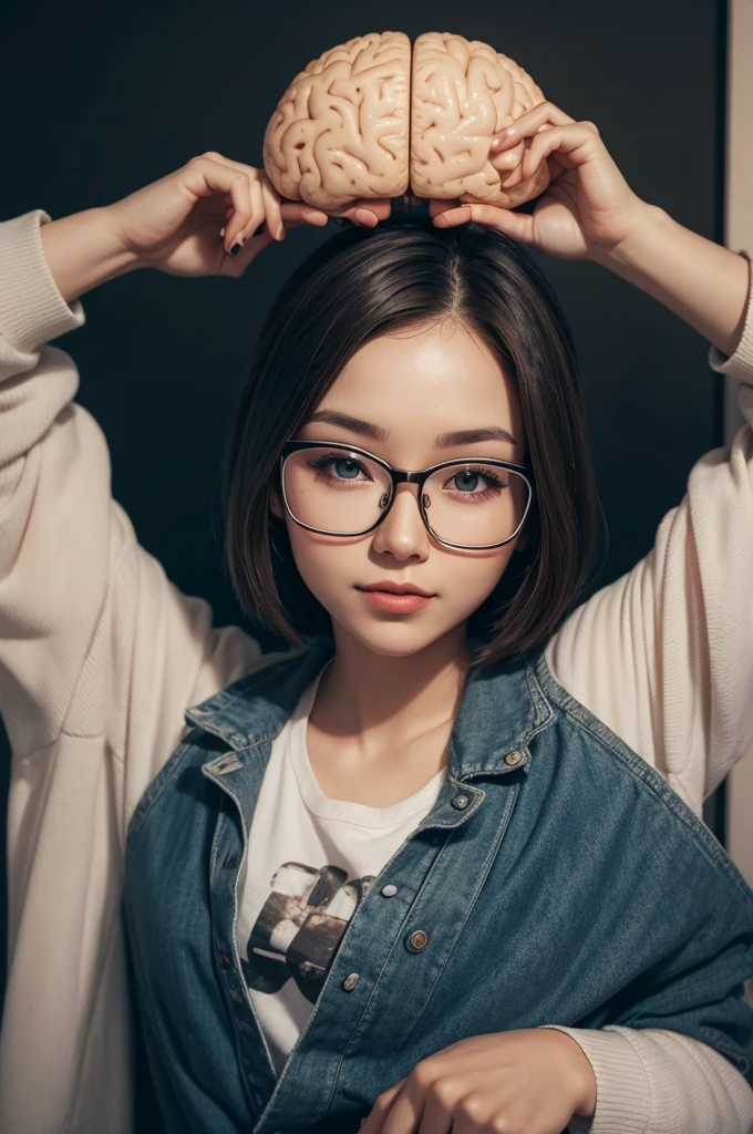 brain with glasses