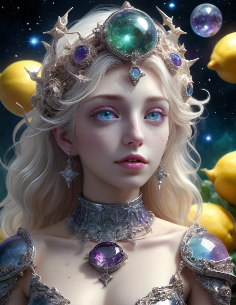 the portrait of an absurdly beautiful,graceful,elegant,sophisticated,young woman made of lemons,an ultrafine hyperdetailed photo by kim jung gi,irakli nadar,intricate linework,bright colors,octopath traveler,final fantasy,unreal engine 5 highly rendered,global illumination,radiant light,detailed and intricate environment 8,DonMC3l3st14l3xpl0r3rsXL 