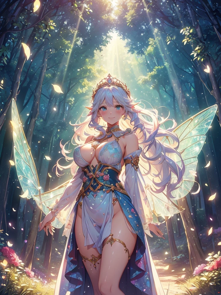 最high quality、1 woman elf on screen 、sexly, Beautifully decorated bra、Panties、Beautiful foam、、CourtyardShining fairy wings、Flower fractal art　　Beautiful Nature　　Separate swimsuit　、((cowboy shot 1.5　))　　　　、see-throughbodystocking,underwear,Beautiful radiance,High-definition depiction, Realistic, 8K, Unity, beautiful Shot, light smile, Beautifully and vividly drawn, , Beautiful, beautiful, clear skin、sexly,beautiful underwear,Countless rays of light pouring down, Swirling Light, Raise one arm above your head, Intense light is emitted from the magic circle in front of the girl.   forest、Lots of leaves、green leaves、flower、Particles of light、Bedroom at night、Magic Palace、Fairy tale、
Romanticism,Cowboy Shot: The most beautiful form of chaos, Mr..々colour, Intertwined flowers, Particle,magical gentle light,smile,sexly,image quality、masterpiece、Beautiful Face、Super beautiful elf woman((Big breasted 22 year old office lady、Bust 100,Beautiful long ironed hair 、bionde hair,height: 165cm。、sexly、ANDsbian、、high quality、、Visual art、Written boundary depth、、ANDlf ANDars、、universe、Happy smile、gentle light、ANDlf forest、elegant、ticker beautiful decorative、、magic、forest、beautiful tiara、Beautiful bed、Beautiful Landscape、A kind smile、wonderful、Fluttering petals、Dance happily、、Cultivate fantasy、、Mystery light　Lots of flowers、、art、forest, palace, art,mystery,Ultra-high resolution,atmosphere A colorful and dreamy anime-style illustration of a young girl with beautiful hair,Beautiful Forest. surrounded by a kaleidoscope of colors and glowing lights. The background is filled with whimsical details and a magical atmosphere. --ar 3:4 --style raw --stylize 600 --niji 6、Throne Beautiful  エロnsfw