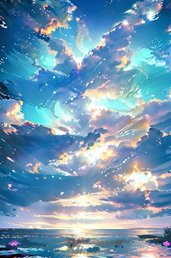 8k detailed cg unity wallpaper, masterpiece, highest quality, ultra detailed, best lighting, best shadows, incredibly detailed and beautiful, beautiful clear water, transparent water, splashes, colorful fish swimming