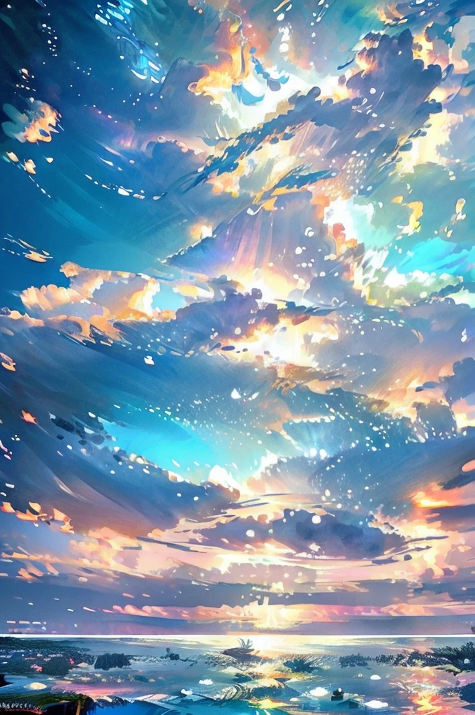 8k detailed cg unity wallpaper, masterpiece, highest quality, ultra detailed, best lighting, best shadows, incredibly detailed and beautiful, beautiful clear water, transparent water, splashes, colorful fish swimming