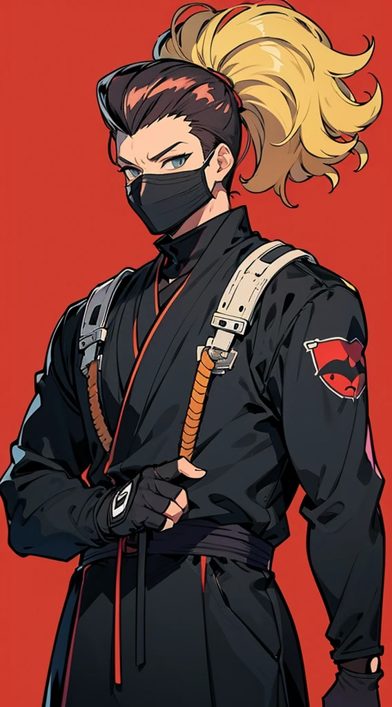 Truck Blonde pompadour Black ninja outfit 