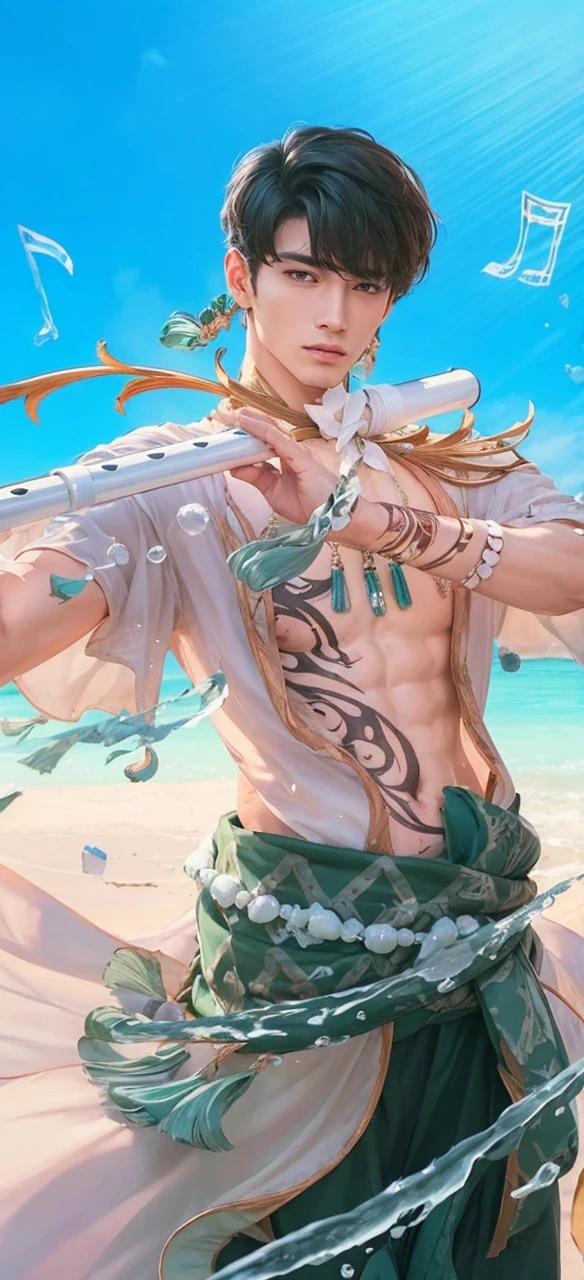 Light haired man, handsome with a scar on his chin exposing his beauty. Realistic