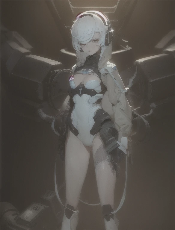 ((The best quality)), ((Masterpiece)), (Very detailed:1.3), ..............3D, beautiful (Cyberpunk:1.3) hacker woman, short hairstyle,short hair, Return to viewer, Thick hair, Operating computer terminal, head mounted display, computer server, LCD screen, fiber optic cable, Company logo, HDR (High Dymanic Range), ray tracing, NVIDIA RTX, super resolution, Unreal 5, Subsoil Scatter, PBR texture, Post-processing, Anisotropic filtering, depth of field, maximum sharpness and sharpness, Multilayer textures, Albedo y Highlight Maps, Surface shading, Accurate simulation of light-material interactions, perfect proportions, octane rendering, duotone lighting, Low ISO, white balance, rule of thirds, wide opening, 8K RAW, efficient sub-pixels, sub-pixel convolution, glow particles, dynamic pose