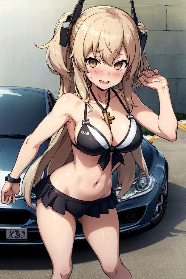 Anime Girls in bikinis standing in front of a car, Fine details. Girls' Frontline, Naughty anime style, Anime Girls, from Girls' Frontline, Kantai Collection Style, Girls' Frontline style, Girls' Frontline cg, Naughty, Top rated on pixiv, Naughty style, Visual novel key visual, Official artwork, Pixiv 3DCG,