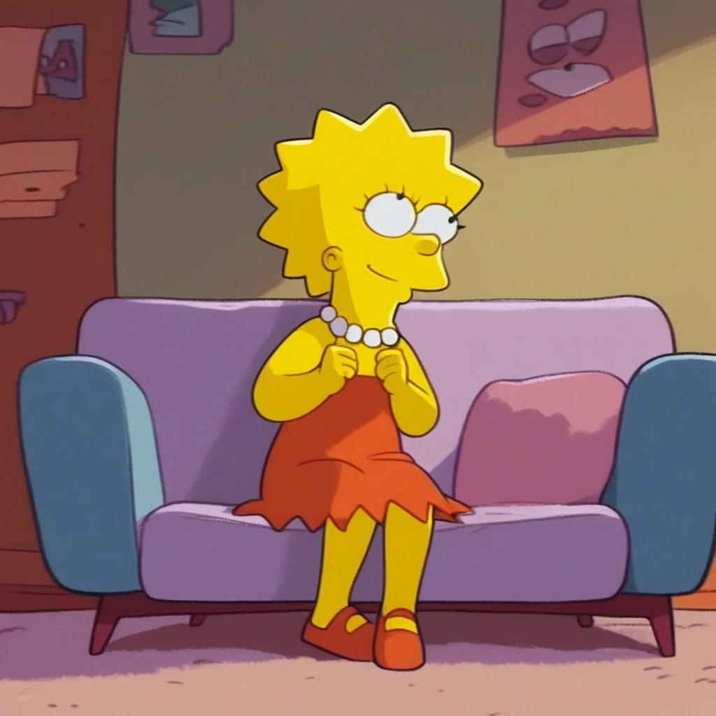 source_cartoon, rating_safe, (((1girl, solo, alone, li_sa, colored skin, yellow skin))), smile,

red dress, red shoes,

sitting on a couch, sexy pose, dynamic pose, dynamic angle, cowboy shot,

indoor, living room,