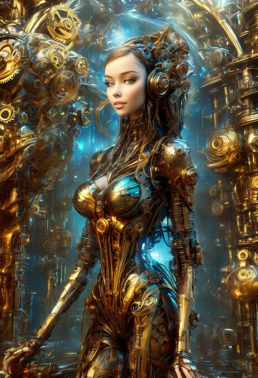 A robotic clockwork fairy. All bronze, gears, crAFTSMAN STYLE. GLASS WINGS. masterpiece, best quality, highly detailed, solo, looking at viewer, smile, mechaical face, face sculpted bronze. Ultra HD, Rococo-Inspired Fantasy Art With Intricate Details. Cute, Charming Expression, Alluring-Gaze, looking at viewer Beautiful Eyes, An-Ideal-Figure. . slim waist, fit body, Warm lightssymmetrical face, photorealistic, photography, path tracing, specular lighting, volumetric face light, path traced hairmaximum quality{(masutepiece) (8K High Resolution) (top-quality) In the style of breath of the wild.medieval monastery garden,steampunk craftsman robot monk,beautiful ornate architecture,steampunk machinery and gears,exquisite stained glass windows,enchanted flower garden,ancient stone walkway with intricate carvings,glowing candles and dimly lit atmosphere,steam and smoke billowing from the machinery,mystical atmosphere,peaceful and serene setting,mechanical wings attached to the robot monk's back,robot monk with intricate clockwork mechanisms,electromechanical eyes glowing with energy,warm golden color palette,gentle sunlight streaming through the stained glass windows,whispering sound of wind and rustling leaves,the scent of aged books and incense,notes of ancient Gregorian chants echoing in the air,sense of awe and tranquility,combination of futuristic and medieval elements,harmony of technology and spirituality.
