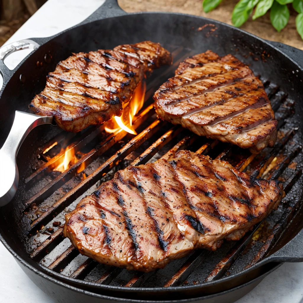 Grilled meat on the bone