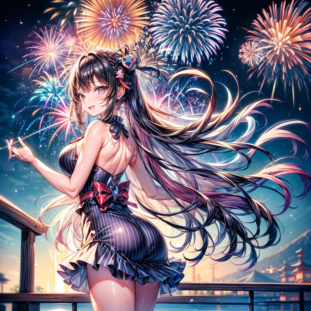 ((Highest quality))、(masterpiece)、(Realistic Shadows)、NSFW、(１6 year old beautiful girl),(ass pov)、email
,1girl Twin Tails、Long Hair、(colored inner hair　black hair + pink inner hair)、Pink hair ribbon
,aerial fireworks
,Aurora
,bangs
,bare shoulders
,black hair
,bow
,breasts
,choker
,city
,city lights
,cityscape
,cloud
,cloudy sky
,collarbone
,constellation
,crescent moon
,dress
,dusk
,earth \(planet\)
,fireworks
,full moon
,galaxy
,Gradient sky
,horizon
,light particles
,lighthouse
,long hair
,looking at viewer
,milky way
,moon
,moonlight
,night
,night sky
,ocean
,outdoors
,planet,
purple sky
,red bow
,shooting star
,sky
,skyline
,skyscraper
,smile
,独奏
,space
,star \(sky\)
,starry background
,starry sky
,starry sky print
,sunrise
,sunset
,twilight
,twintails
,very long hair
