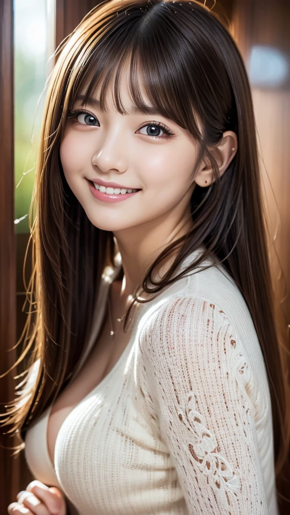 masutepiece, Best Quality, Illustration, Ultra-detailed, finely detail, hight resolution, 8K Wallpaper, Perfect dynamic composition, Beautiful detailed eyes, Medium Hair,Bold sexy poses,Smile,Harajuku、20 years girl、Cute、Sexy shot looking at camera