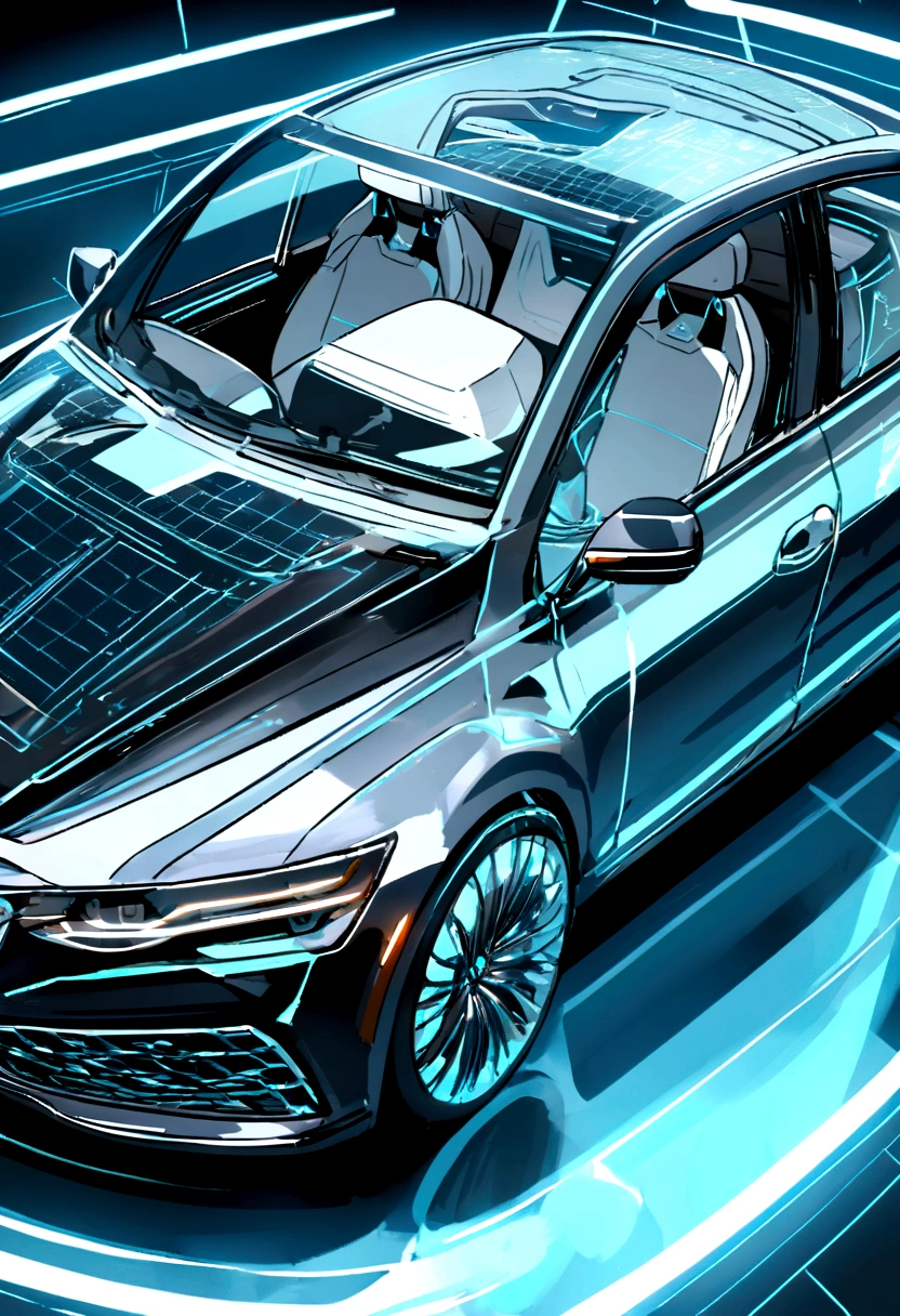 Holographic-wireframe of car