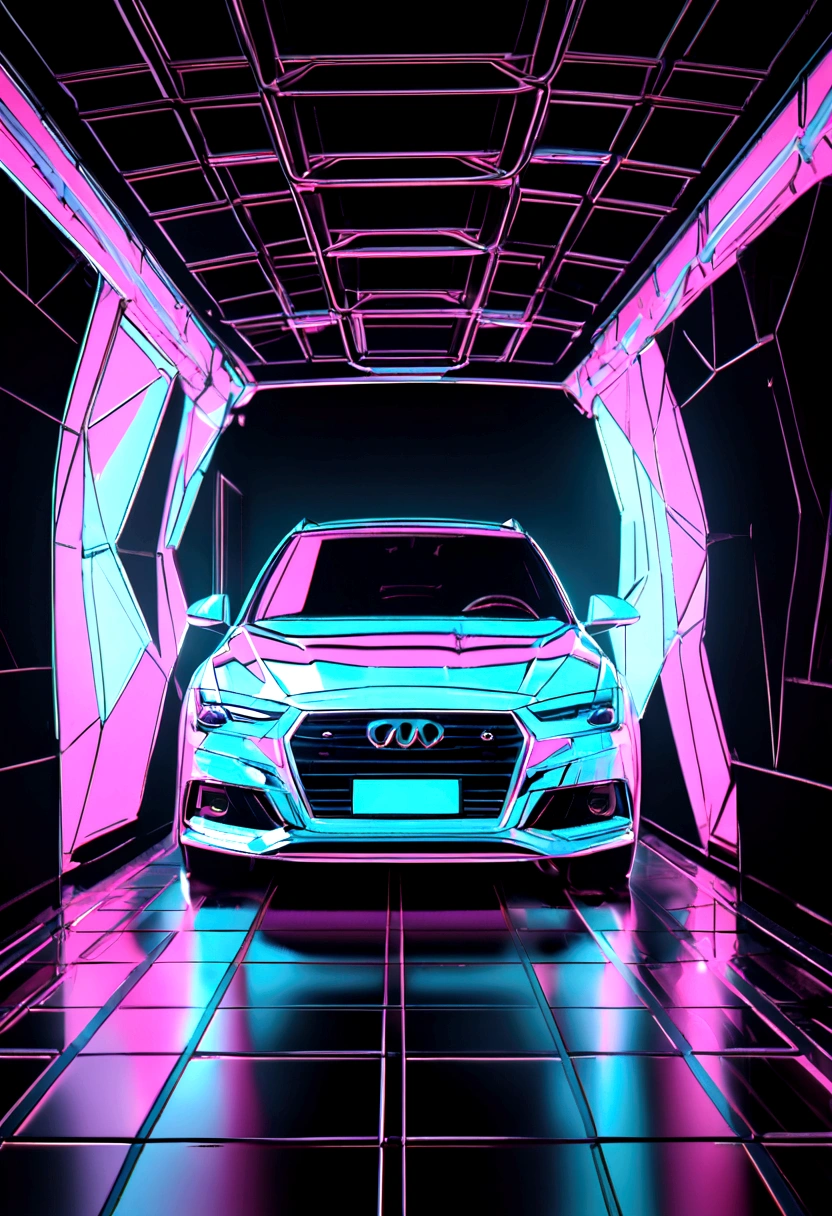 3D Holographic-wireframe of car