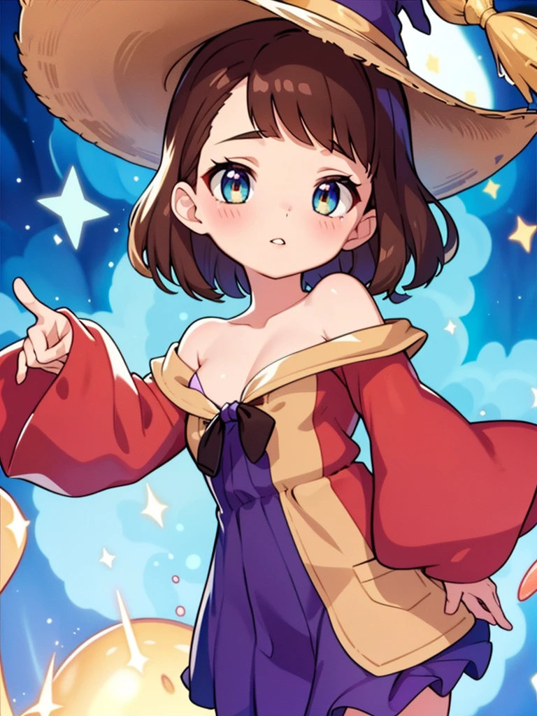 {{{{Witch}}}}, {{Wizard girl}}, {{{{best quality}}}}, {{{Stylish angle}}}, {{{{{{vibrant colour tone}}}}}}, {{{Anime painting style}}}, {{{Twisted hat}}}, {{{{{{ magical robe}}}}}}, {Longsleeves}, {Surprising with fullblush}, {{{perfect anatomy}}}, {{{Character Focus}}} ,{{{perfect body}}}}, {head shot}, {{{{character aspect 0.8}}}}, {{abstract background}}, beautiful face, beautiful eyes, beautiful nose, beautiful parted lips, ((brown  super shorthair)), shiny hair, ((blur background)), 18years old, americangirl , from front,