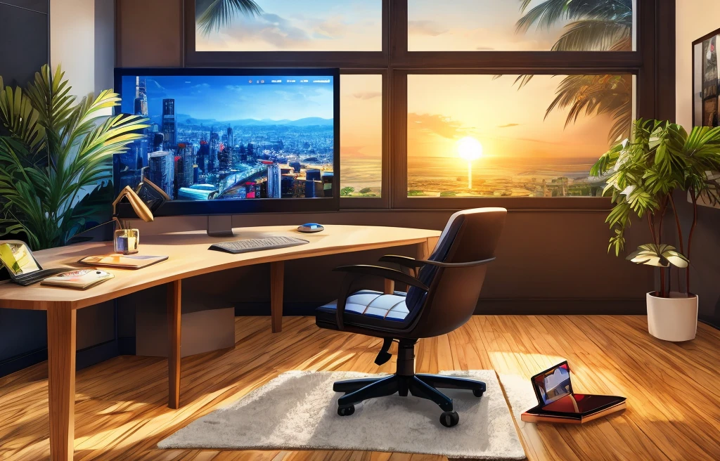 Create images of a young man searching for digital products internet marketing It is a luxurious place.