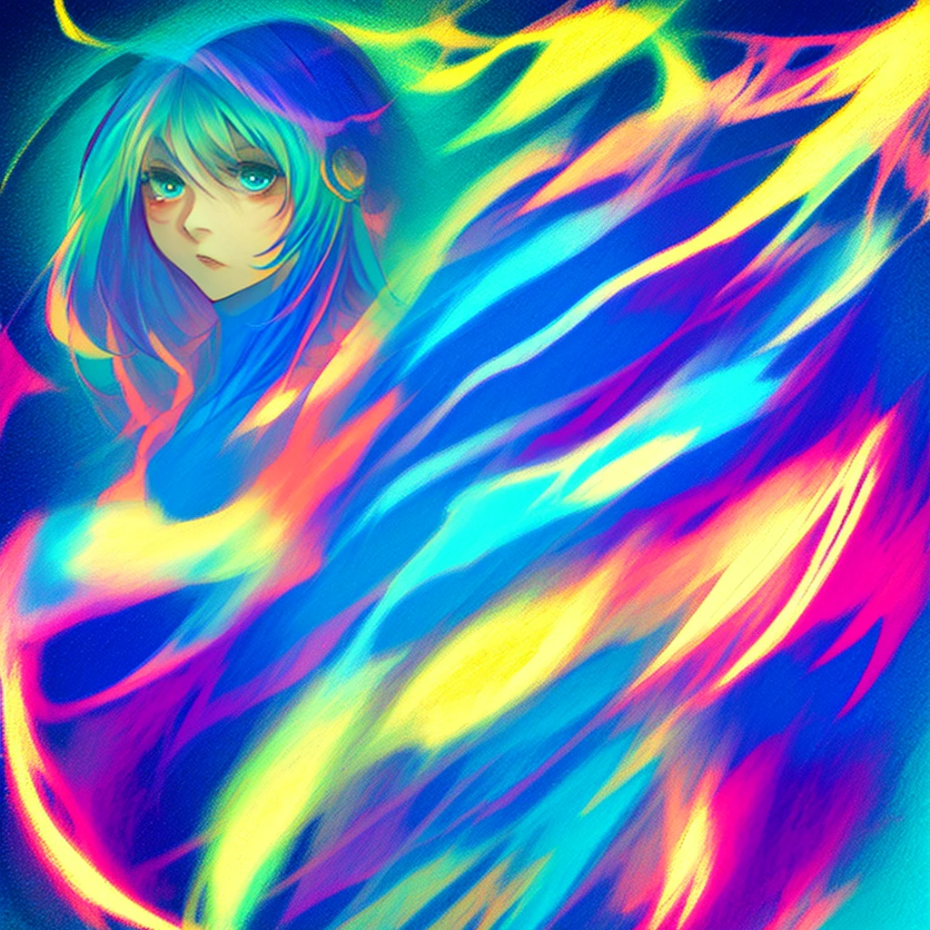 The hair on the top of the head is dark blue..、The tip of the hair is a dark green gradient。-yeld giAnime Style、Fantasy、Bust 86cm、height: 172cm、Weight 51 kg、Full body painting