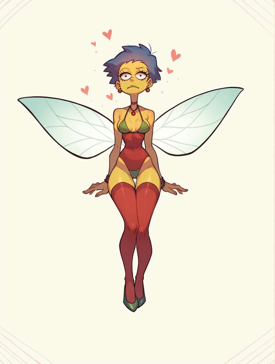 Petite, short, red hair, green eyes, dark skin color, small perky tits, completely naked, tomboy, child like