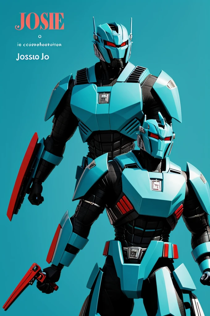 Create a transformer with the name of "jose" below him. With a turquoise background