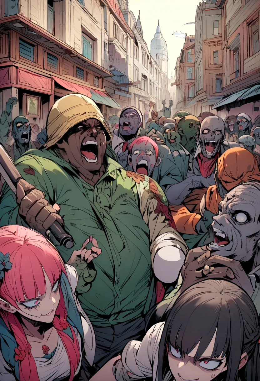 Humans fight zombies