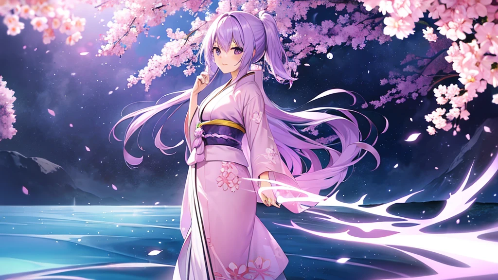 woman clear Light purple hair kimono Anime Style Cruise