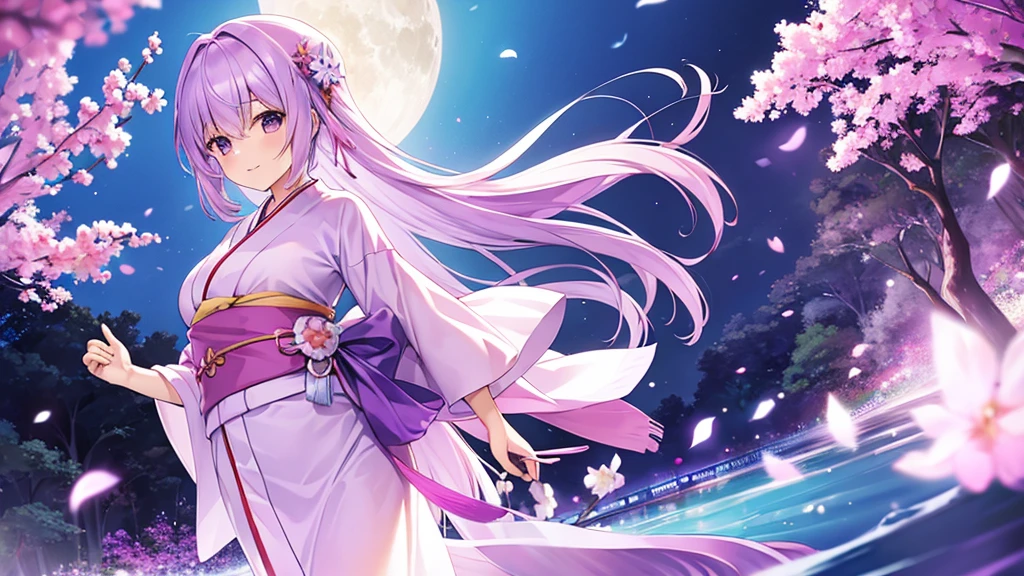 woman clear Light purple hair kimono Anime Style Cruise