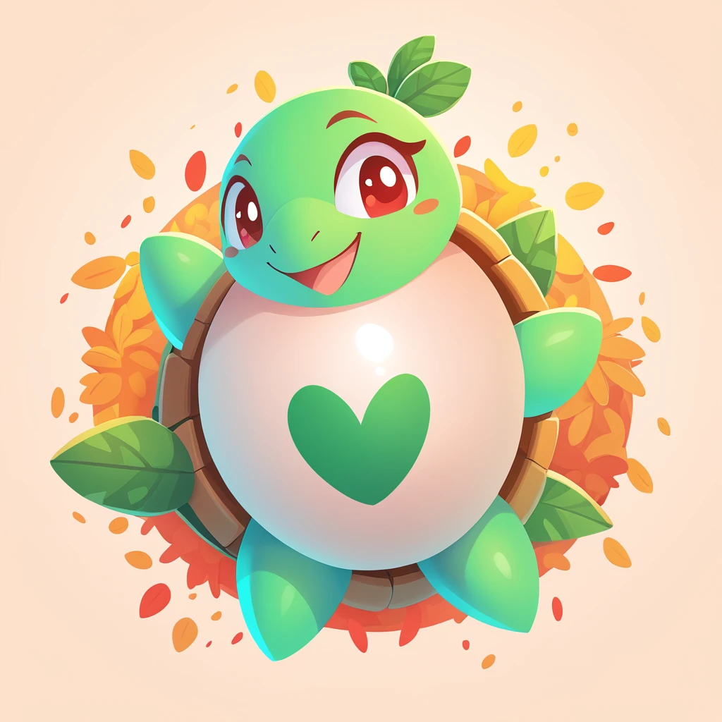 smiling egg with turtle shell in artistic vision art style