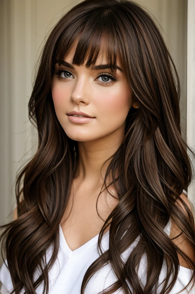 ((best quality)), ((masterpiece)), (detailed),Soft, romantic waves with a side-swept bang, accented by a floral comb.