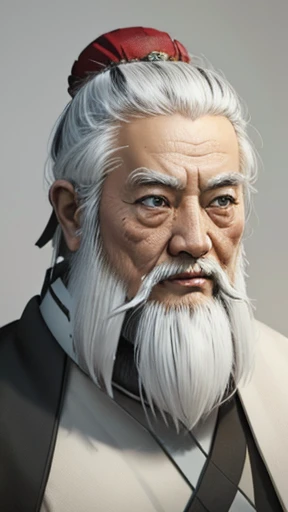 （whole body）、Oriental、Old man in plain white ancient Chinese costume、Ancient Chinese hairstyle old man、Highest quality、masterpiece、Ultra-high resolution、(Realistic:1.4)、Game Poster、Crisp and beautiful image quality、Gray Hair、white and long beard,,