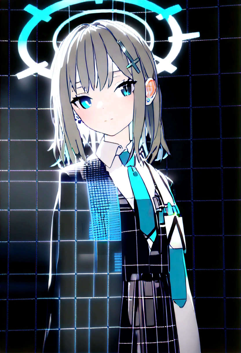 1girl, shiroko \(blue archive\), ((3D hologram)), ((digital projection)), ((intricate details)), sharp lines
