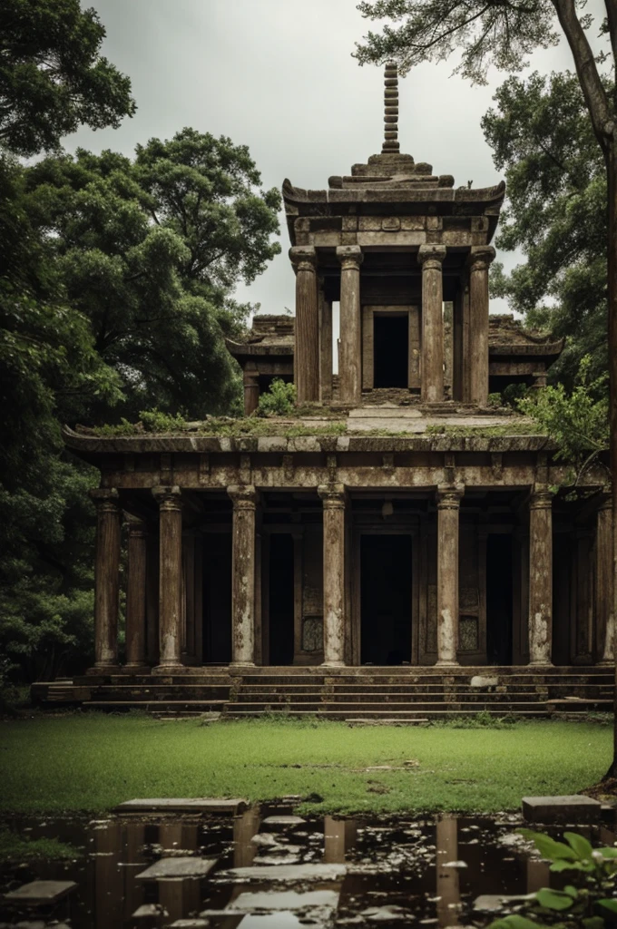 Abandoned temple with ghosts