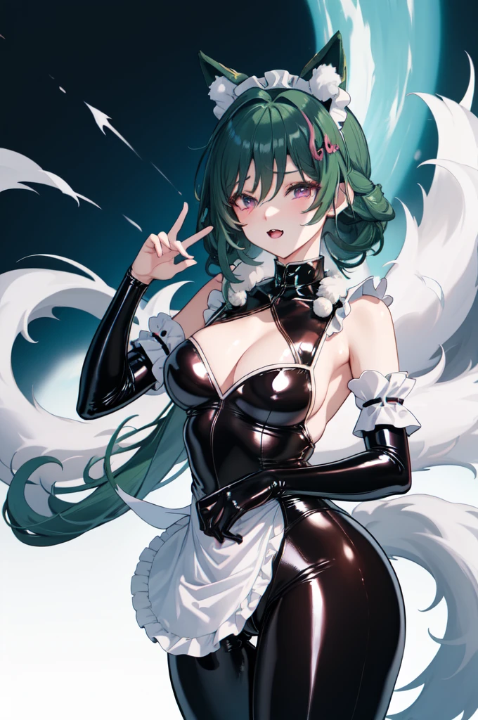 yukong,((mesugaki)),teasing, Mesgaki, ((Maid)), ((latex clothes, bodysuit)), ((Maid 카페)),