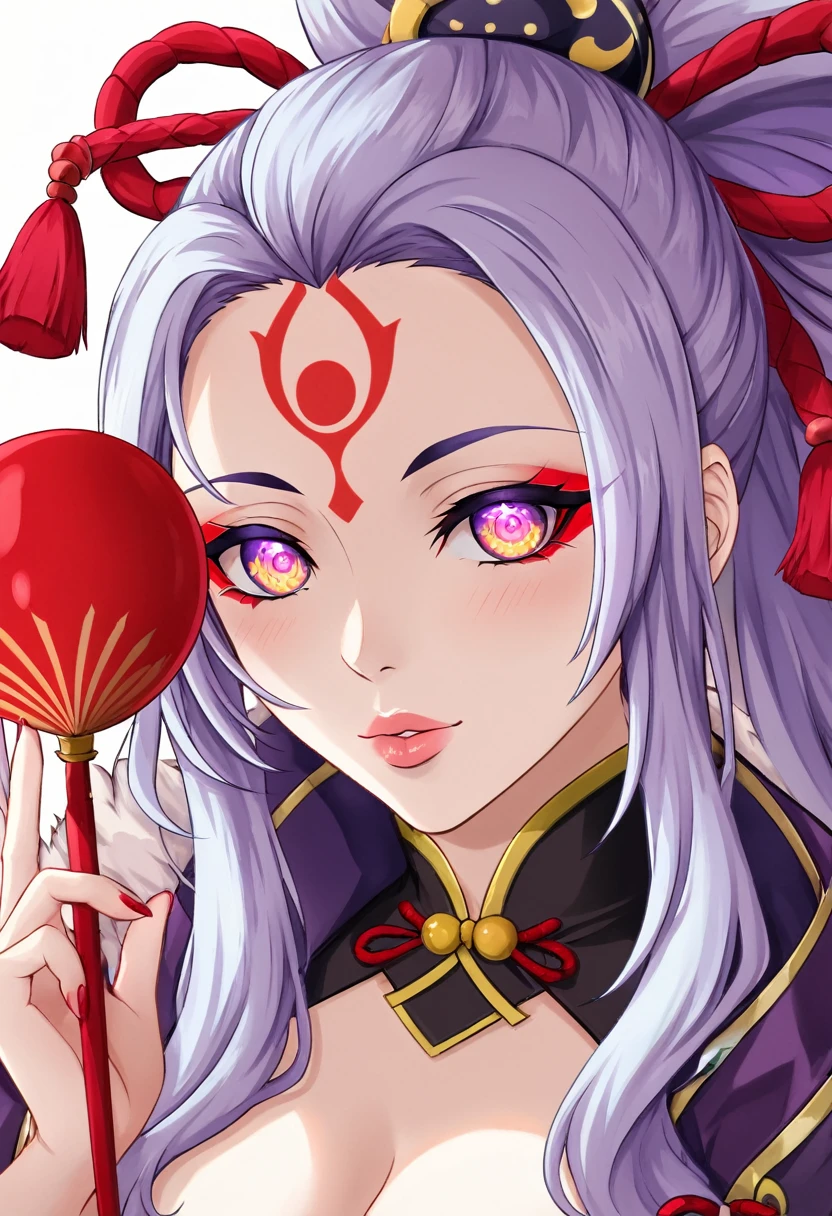 hyperrealistic, highly detailed, 1girl, beautiful detailed eyes, beautiful detailed lips, extremely detailed eyes and face, long eyelashes, onmyoji, WLOP and Sakimi-chan, Zerochan Art, from East, commission, East, nixeu and sakimichan, by Kamaguruka, Obscene, mika kurai demon, The Detailed Art of the Onmyoji, huge red object, photo shoot, vibrant colors, dramatic lighting, cinematic, fantasy, digital art