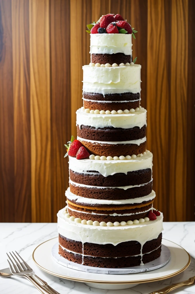 Make a 5-tier cake that decreases the portions of each tier.