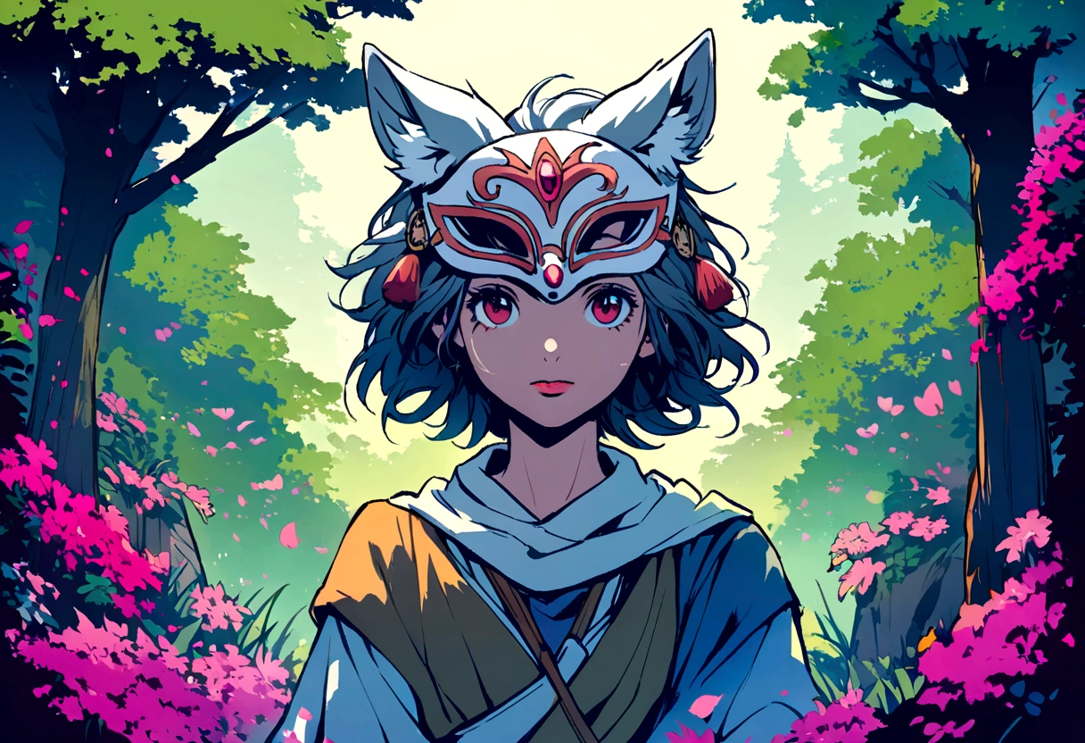 Princess Mononoke with the wolf and the mask