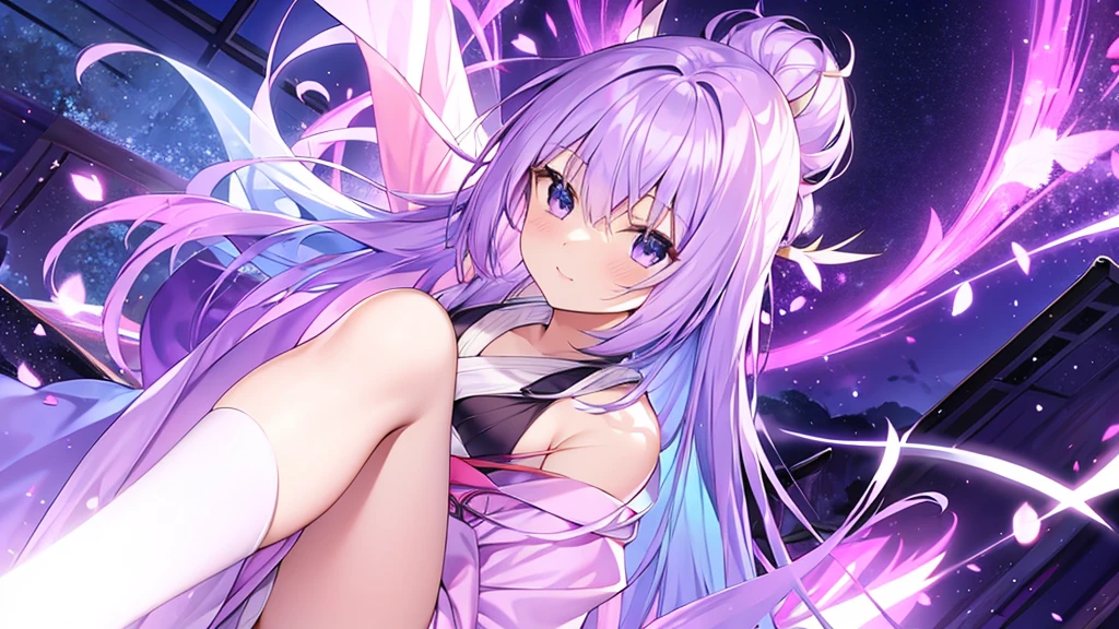 woman clear Light purple hair kimono Anime Style Fairy tale