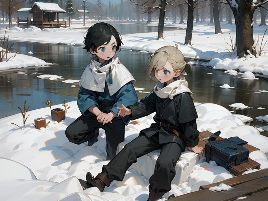 (masterpiece, best quality) detailed, Snow,Two s,cold